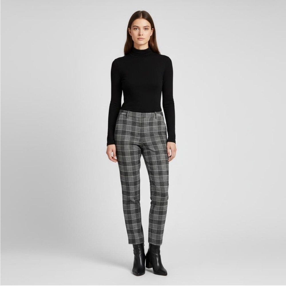 Theory Women’s Izelle Wool Blend Auburn Plaid Straight Leg Ankle Trousers Size 8
